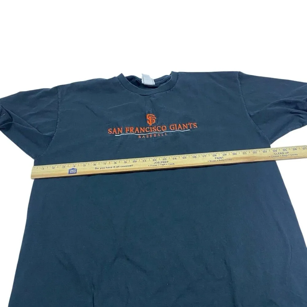Vintage San Francisco Giants Embroidered Spellout T-Shirt Mens XL Black Baseball